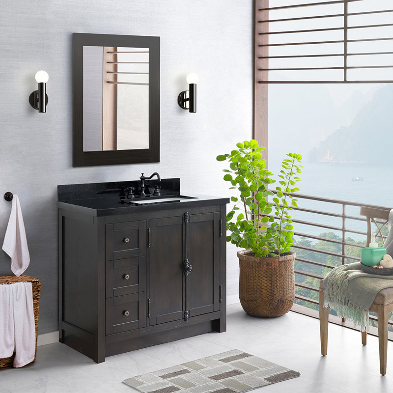 Ensemble de meuble-lavabo simple 37 po Calsbeck, Noir galaxie, Brun cendré
