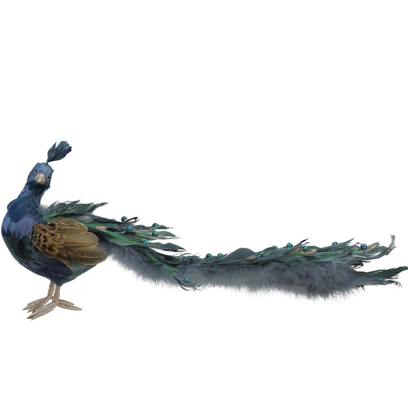 Décoration de Noël 17,5 po avec paon bleu et vert Regal