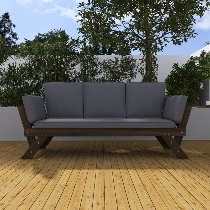 Adjustable Patio Daybed With Cushions, Gray