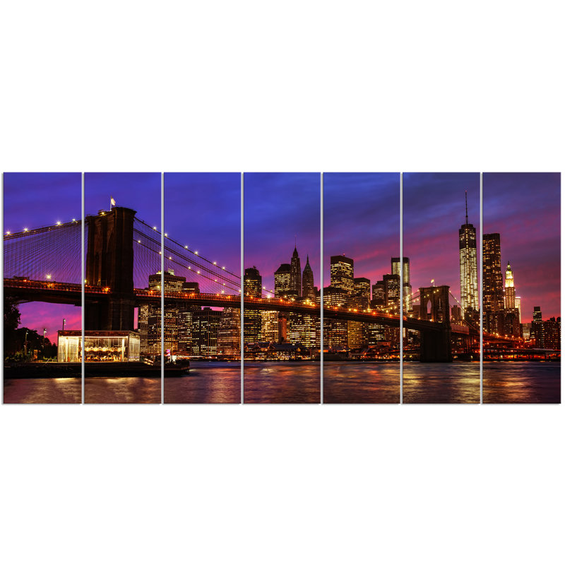 «Brooklyn Bridge and Manhattan at Sunset», ensemble de 7 impressions sur toiles tendues