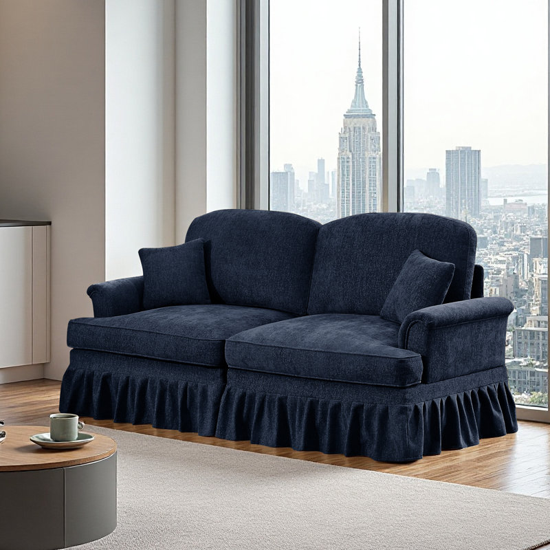 Sofa, Cloud Couch Sectional Sofa, Chenille Loveseat, 36.6" H x 76.4" W x 32.8" D, Blue