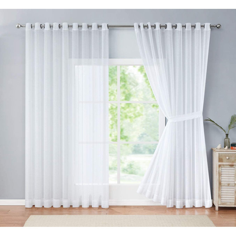 Morones 2 Extra Large White Sheer Curtains for Large Windows in 3 Sizes, White, 108'' W x 100'' L