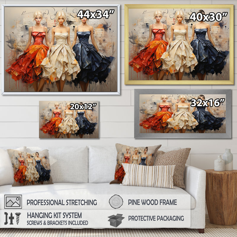 Women Women Luxury Elegance sur toile, Encadrement doré, H 30 po x l 40 po x P 1,5 po