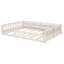 Lit plateforme tapissier beige avec garde-corps et coussin confortable - Structure solide en bois massif pleine grandeur chaude et durable