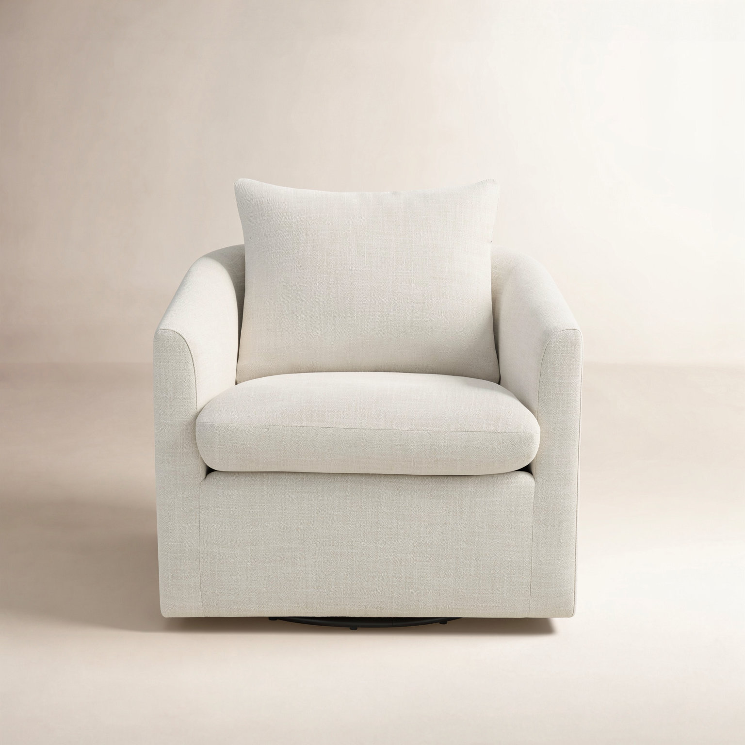 Menta Linen Swivel Barrel Chair, Effie Linen Performance Linen