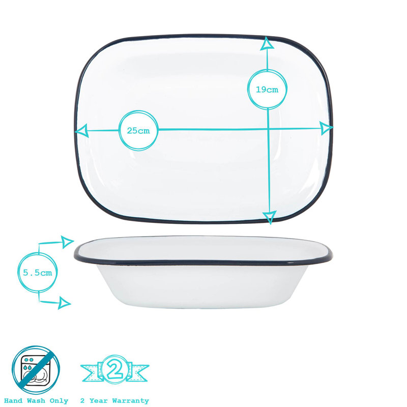 Argon Tableware Rectangle Steel Baker Bakeware, White/Grey
