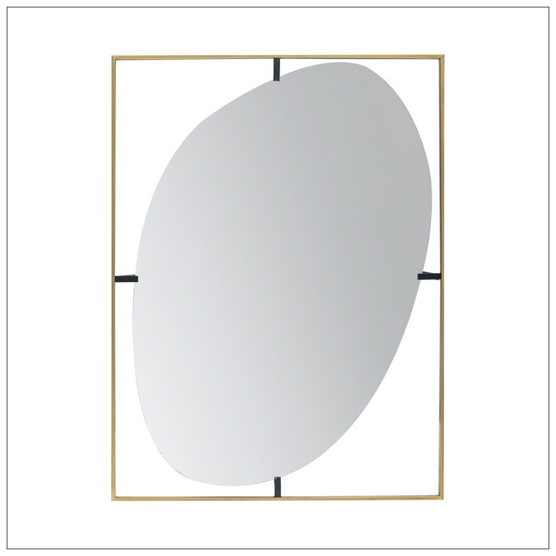 Poppy Mirror With Metal Frame Contemporary Design Wall Decor For Bathroom, Entryway Wall Decor