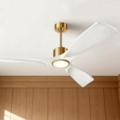 52 Inch Smart Ceiling Fan Featuring 3-Color Dimmable  Light, 6-Speed Reversible Quiet DC Motor, Remote Control And Light Kit