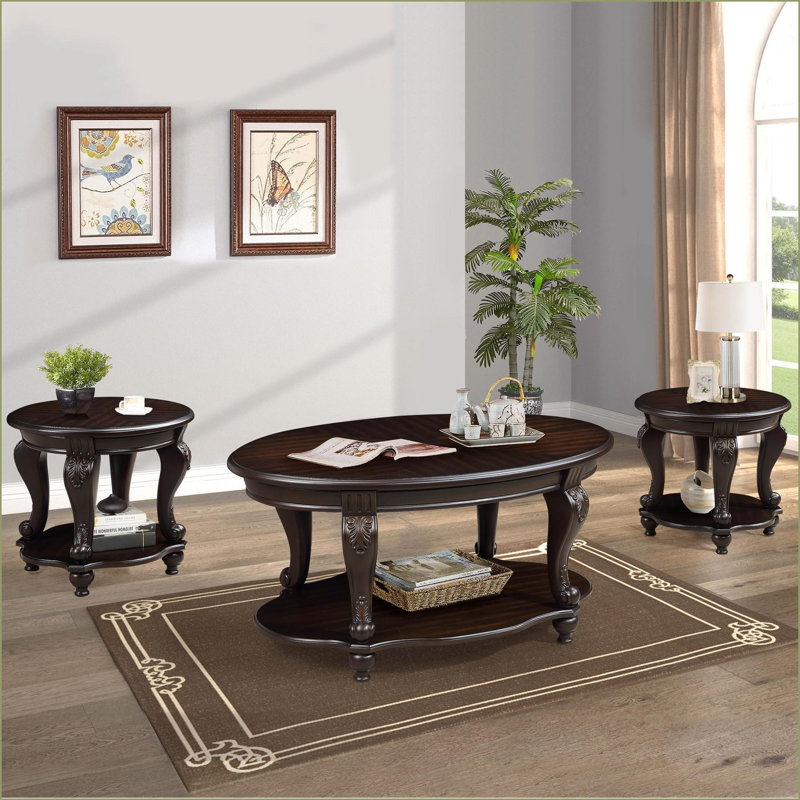 Table basse 22 pouces à deux tons avec tablette résistante à la chaleur, accents en bois massif, facile à assembler pour le salon
