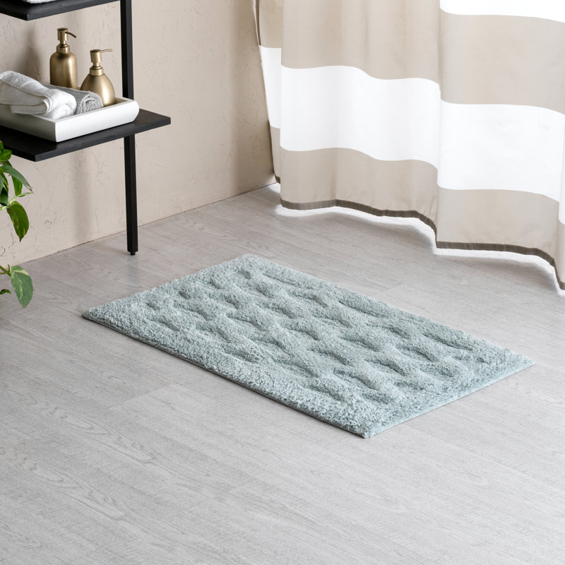 Raul 100% Cotton Bath Mat, Blue, 21" W x 34" L