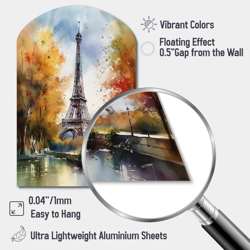 Grogan - Paris, art mural asymétrique en métal, impression d'art en forme traditionnelle unique, H 34 po x l 25 po