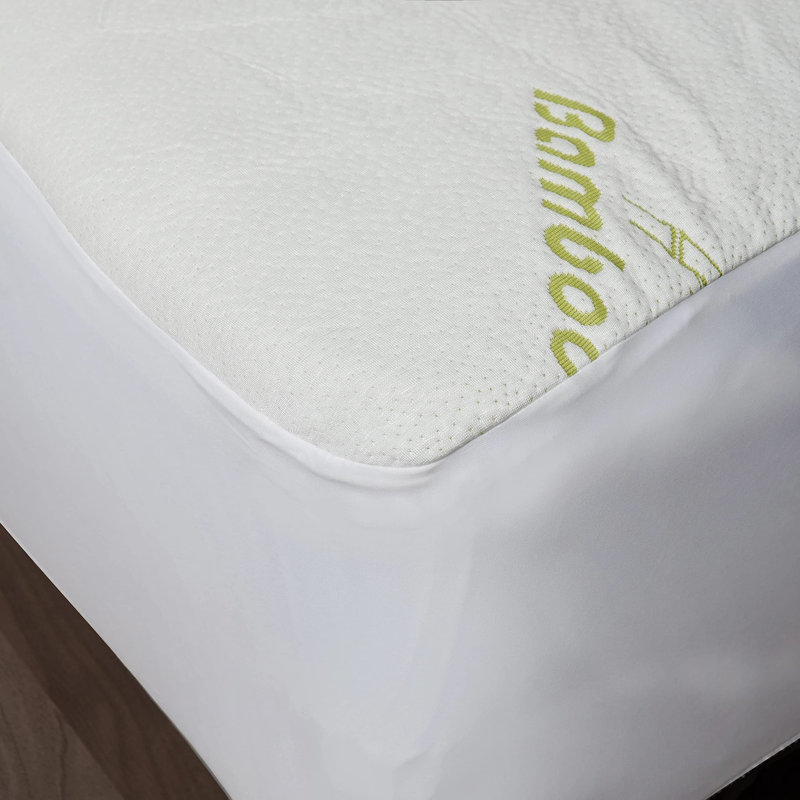 Protège-matelas en rayonne de bambou naturel imperméable et ajusté, Grand