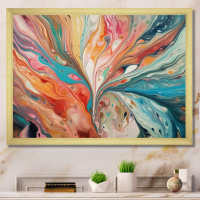 Teal Pink Marbled Whimsy III - Abstract Wall Art