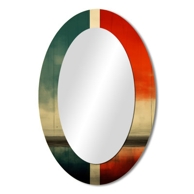 Lost In Simplicity I - Green Modern Oval Wall Mirror
