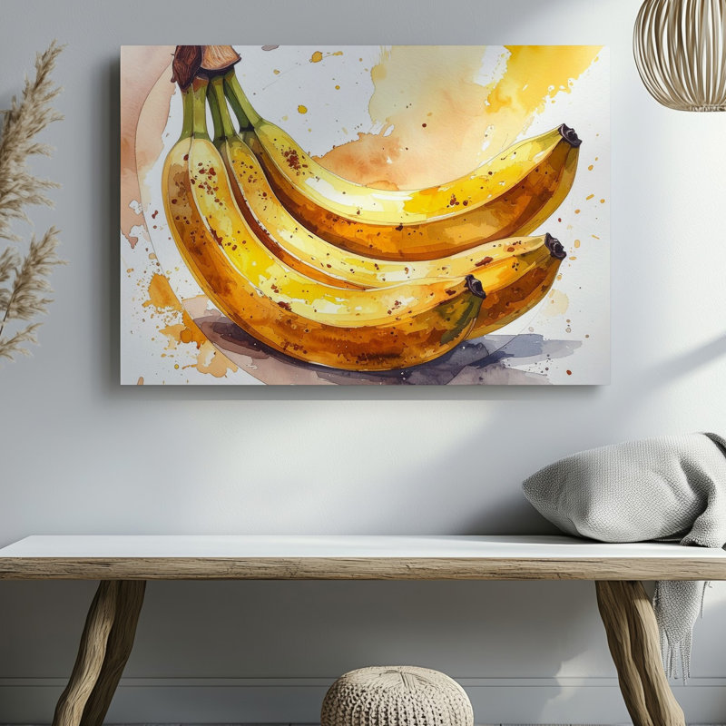 Toile murale Banana Bunch, aquarelle, fruits tropicaux, H 9 po x l 12 po
