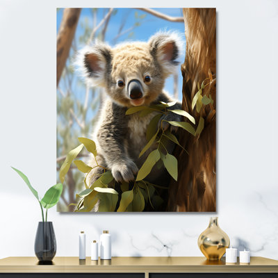 Realistic Koala Eucalyptus Observer 1 - Koala Animal Wall Art