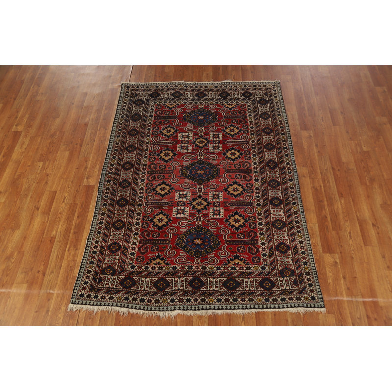 Tapis à teinture de légumes antique géométrique Kazak