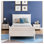 Structure de lit plateforme simple avec tête et pied de lit - sommier de lit-bateau en bois massif, sans sommier, blanc