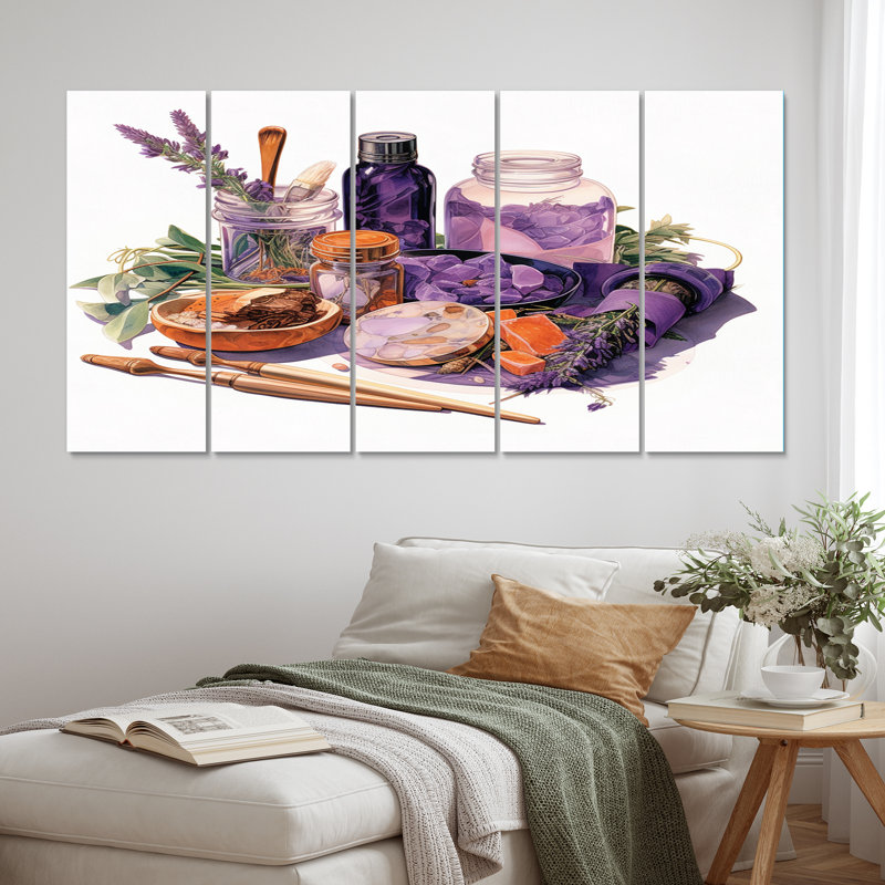 Lavande naturelle Bliss Eco Make-Up I - Articles de toilette imprimés sur toile - 5 panneaux égaux