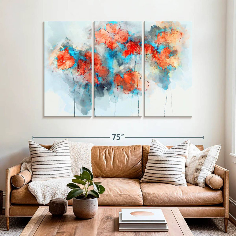 Coquelicots à motif floral abstrait Avery, H 42 po x l 65 po