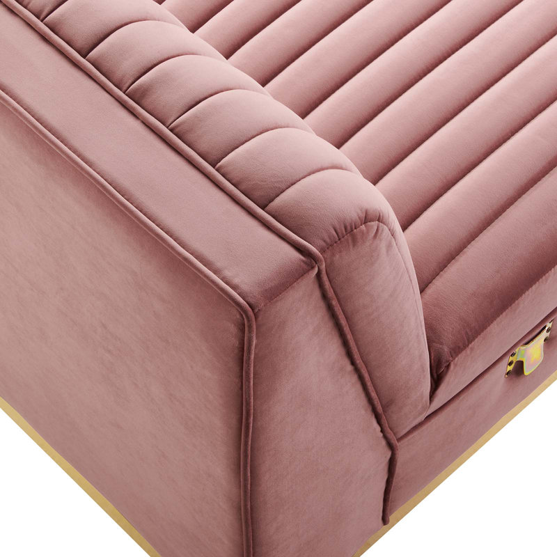 Fauteuil modulaire en velours Sanguine Channel, Velours rose