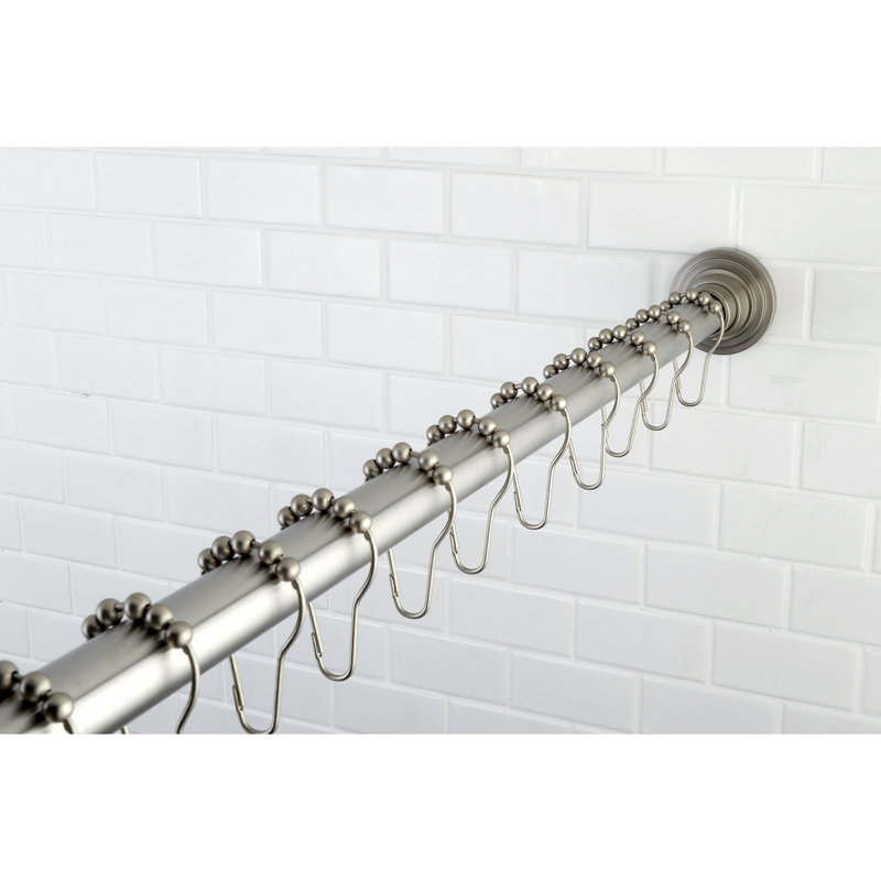 Kingston Brass Edenscape 60-Inch to 72-Inch Adjustable Shower Curtain Rod with Rings Combo, Brushed Nickel