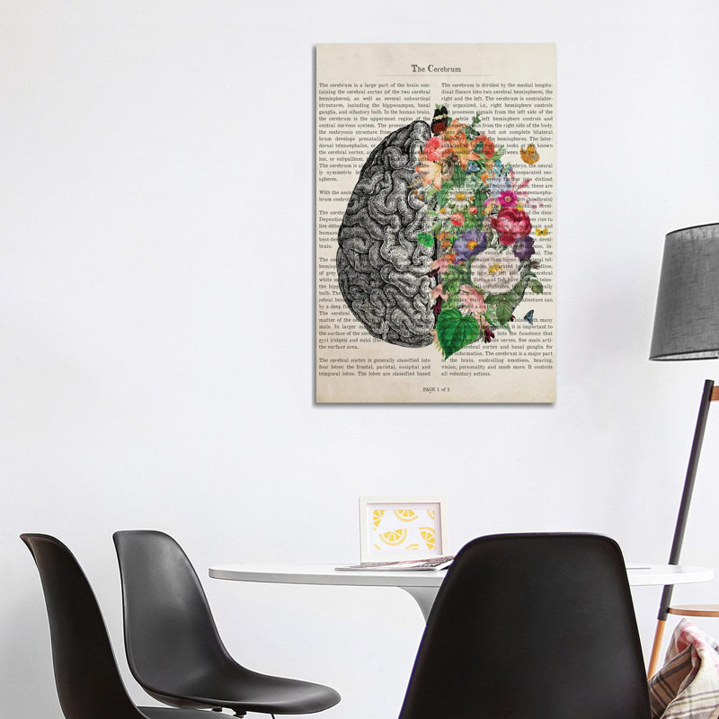 Brain Art Flower Anatomy Print by Aged Pixel - Wrapped Canvas Print, 101.6 cm H x 66.04 cm W x 1.91 cm D