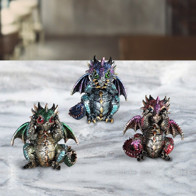 Figurine 3 pièces H 4 po Hear See Speak No Evil Dragon