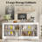 72" W Large Farmhouse Sideboard Buffet Cabinet With Barn Doors and Adjustable Shelves-1873936690