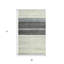 Tapis rayé en laine gris et vert ivoire 4 pi x 6 pi