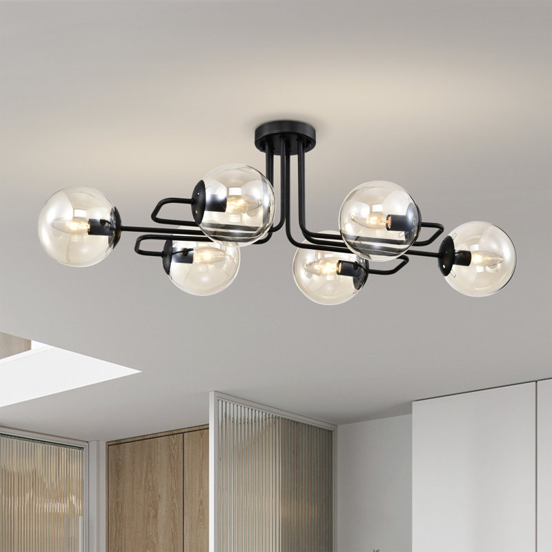 Plafonnier semi-encastré à 6 lumières DEL unique 36,61 po