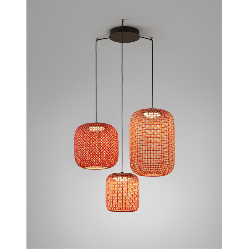 Nans 3 - Light LED Chandelier, Red