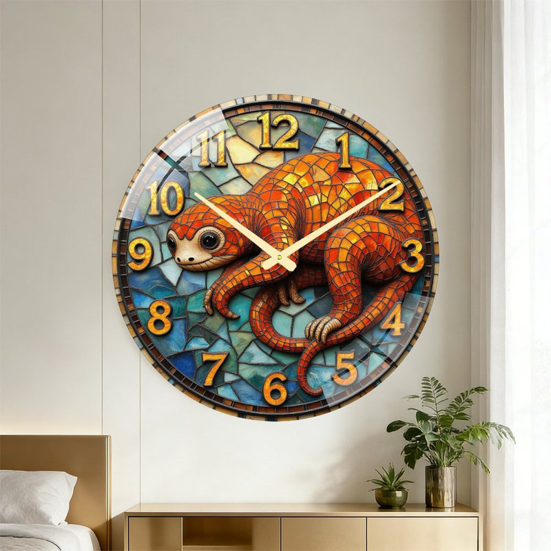 Horloge murale orange en mosaïque orange