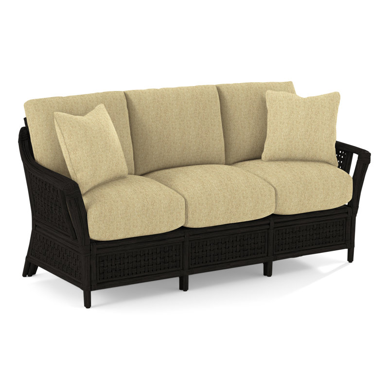 Boca Upholstered 78'' Sofa, Beige Sugar Performance, Antique Black