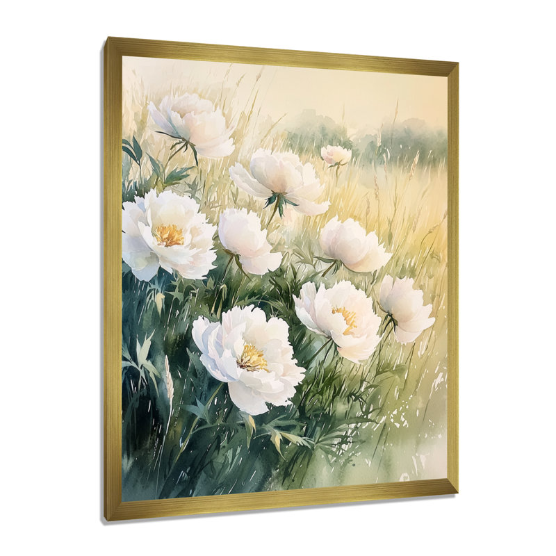 Hargrove - Floral Wall Art, H 32 po x l 16 po, Picture Framed, Doré