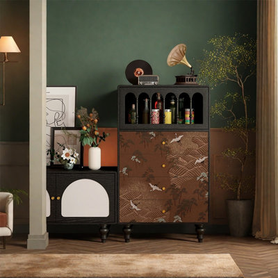 Storage Cabinet with Solid Wood Legs