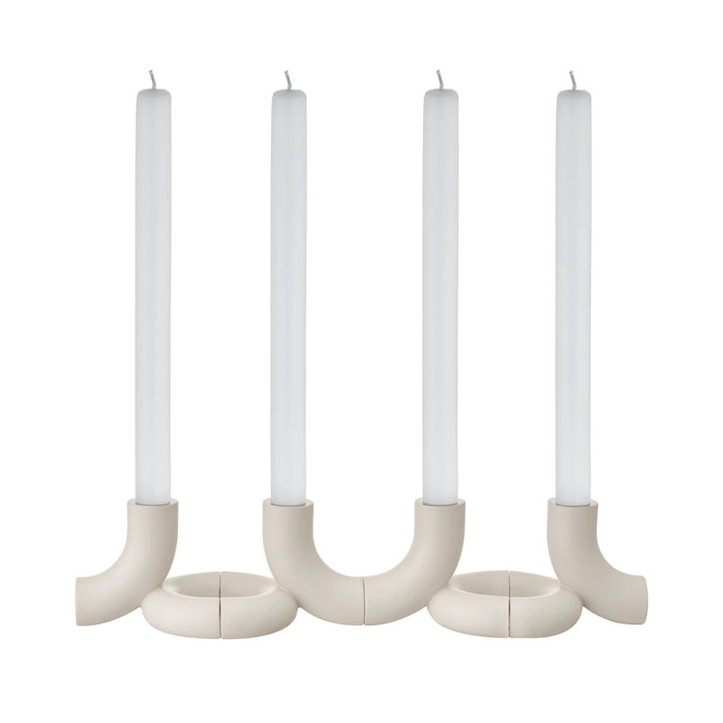 DOODLE Modular Taper Candle Holder - Set of 2 - Moonbeam (beige)