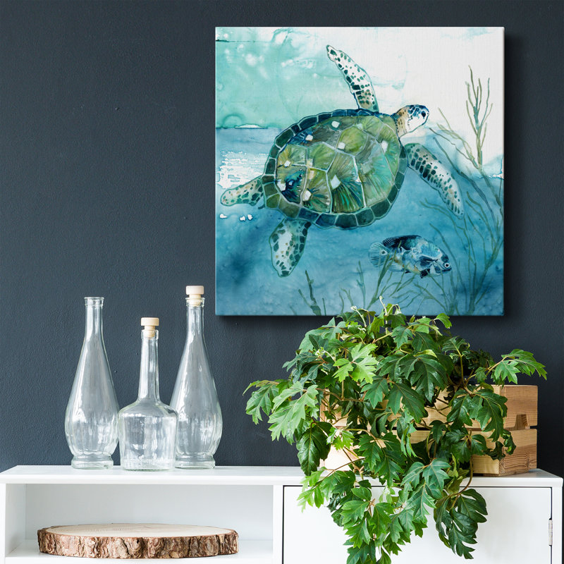 «Delray Sea Turtle I», reproduction d'art sur toile tendue, H 10 po x l 10 po x P 1,5 po