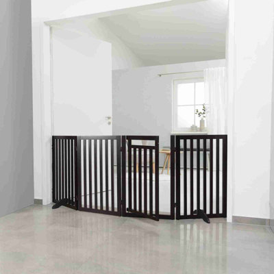 TRIXIE Freestanding 31.5" Tall Pet Gate, Indoor Foldable Dog Barrier with Walk Through Door