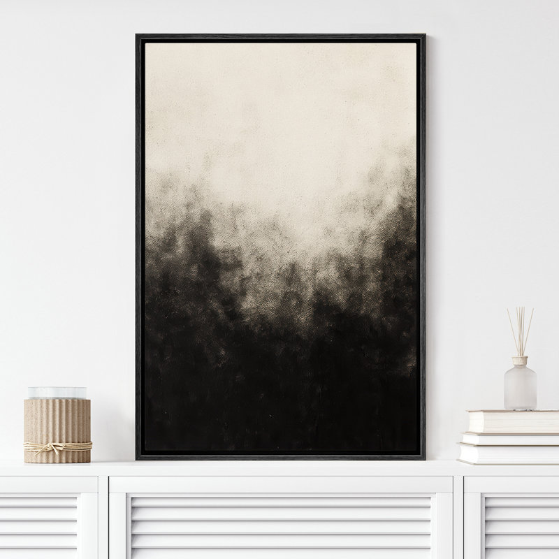 «Misty Landscape Art», impression sur toile encadrée en noir et blanc, H 24 po x l 16 po x P 1,5 po, Cadre flottant noir