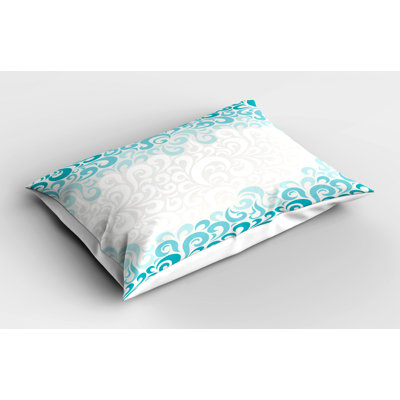 White/Teal Polyester Microfiber Piece Sham
