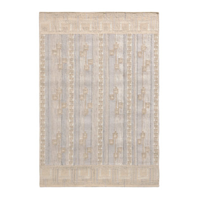 Scandinavian Hand Knotted Wool Geometric Area Rug