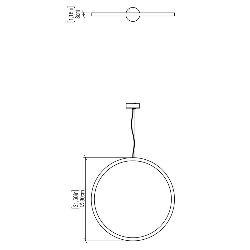 Luminaire suspendu avec cadre 1297 DEL, Imbuia, H 31,2 po x l 31,2 po x P 1,17 po