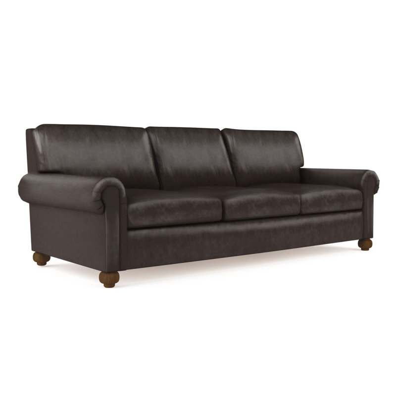 Canapé Leroy, H 36 po x l 96 po x P 43 po, Cuir rétro chocolat, Naturel