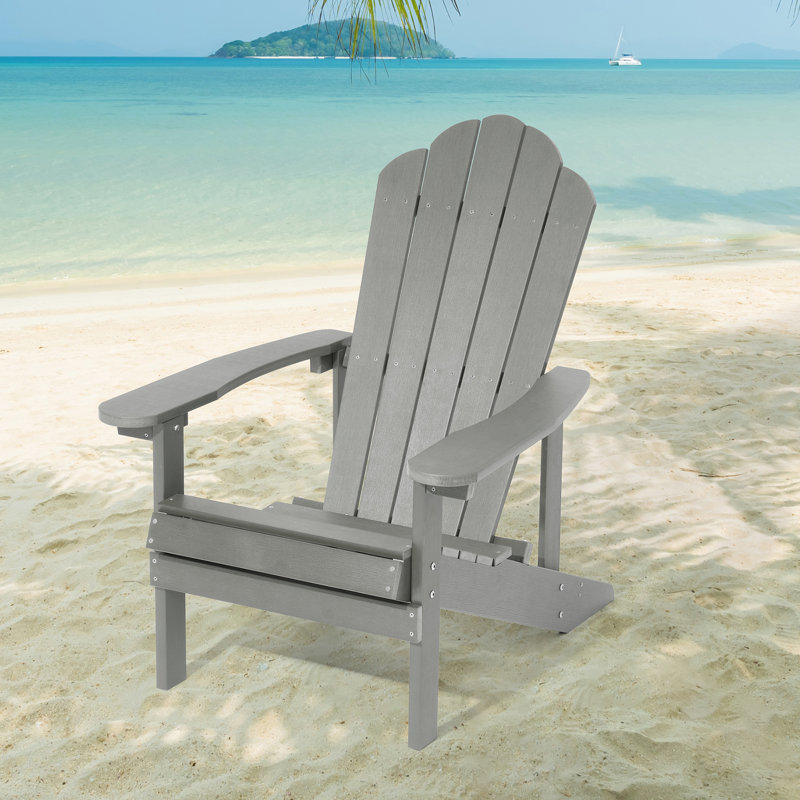 Chaise Adirondack en plastique Halstein, Gris clair