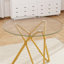 Table de salle à manger ronde en verre trempé de 35,4 pouces, convenant à 1 à 4 personnes, petite table de salle à manger de cuisine peu encombrante, équipée de pieds en métal robustes, convenant à la salle à manger, au salon, à l'or