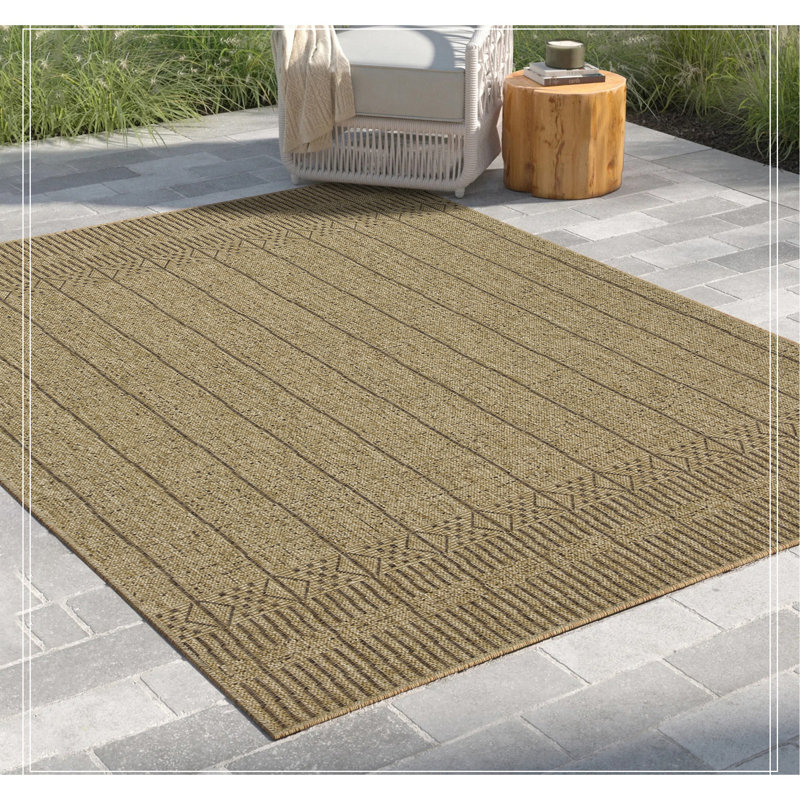 Jute/Mocha Indoor/Outdoor Area Rug, Rectangle 5'3" x 7'3"