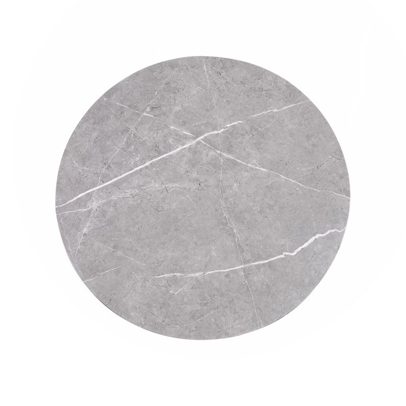 Round Mixed Material Coffee Table With Shelf