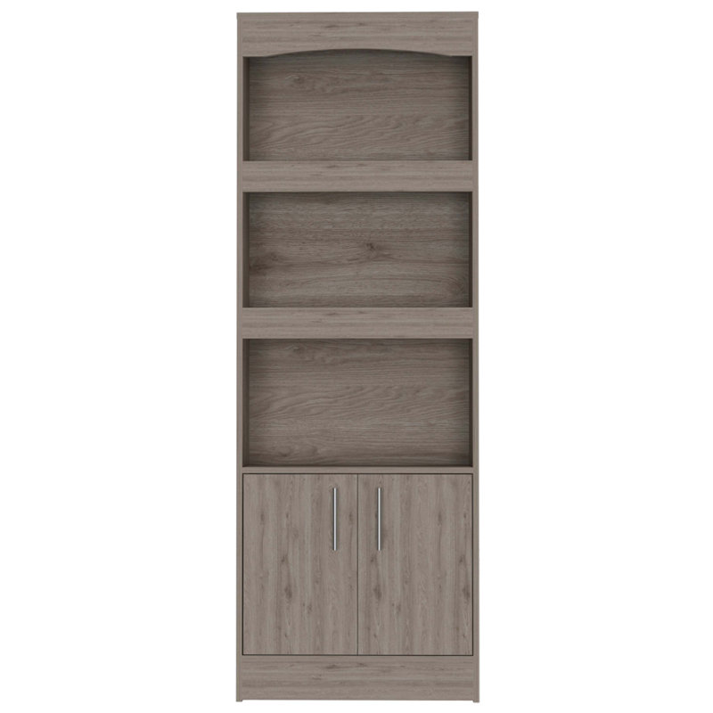 Bibliothèque Durango, trois tablettes, armoire à deux portes, Beige
