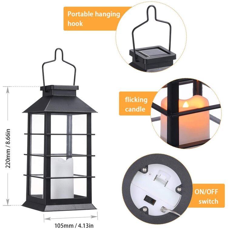 AGPtEK 10.04'' Solar Powered Integrated LED Outdoor Lantern